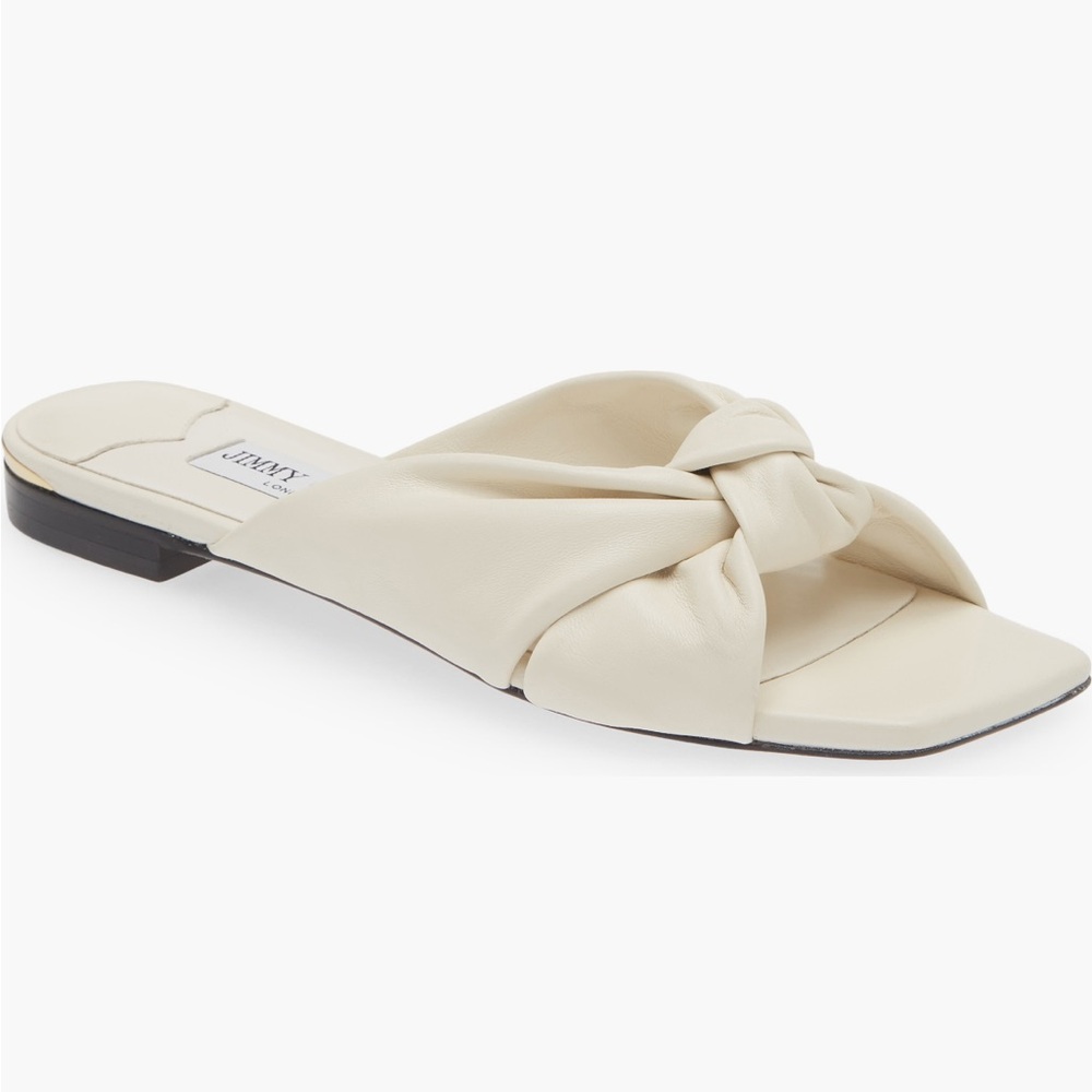 Jimmy Choo Cream Knot Slide Sandals